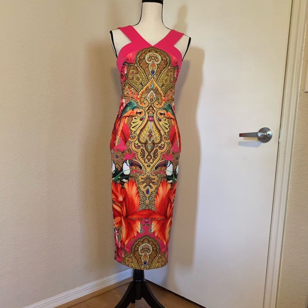 Ted Baker Pink Multicolor Paisley Floral Sheath Dress